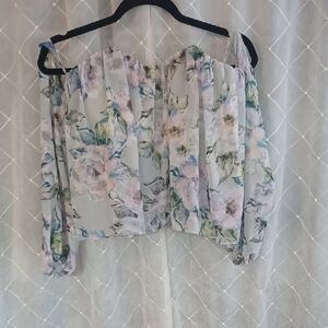 Cotton Candy Pastel Floral Off-Shoulder Blouse